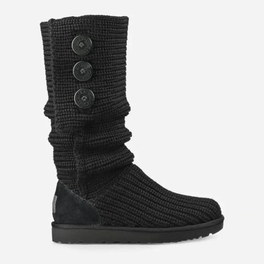 ⭐️ UGG Classic Cardy Tall Knit Boots – Black – Women’s 6